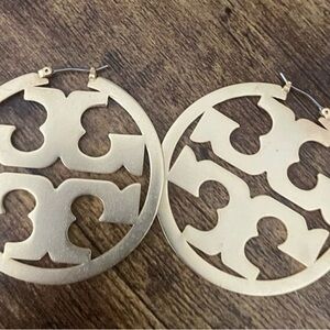Tory Burch Miller Silver Hoop Earrings